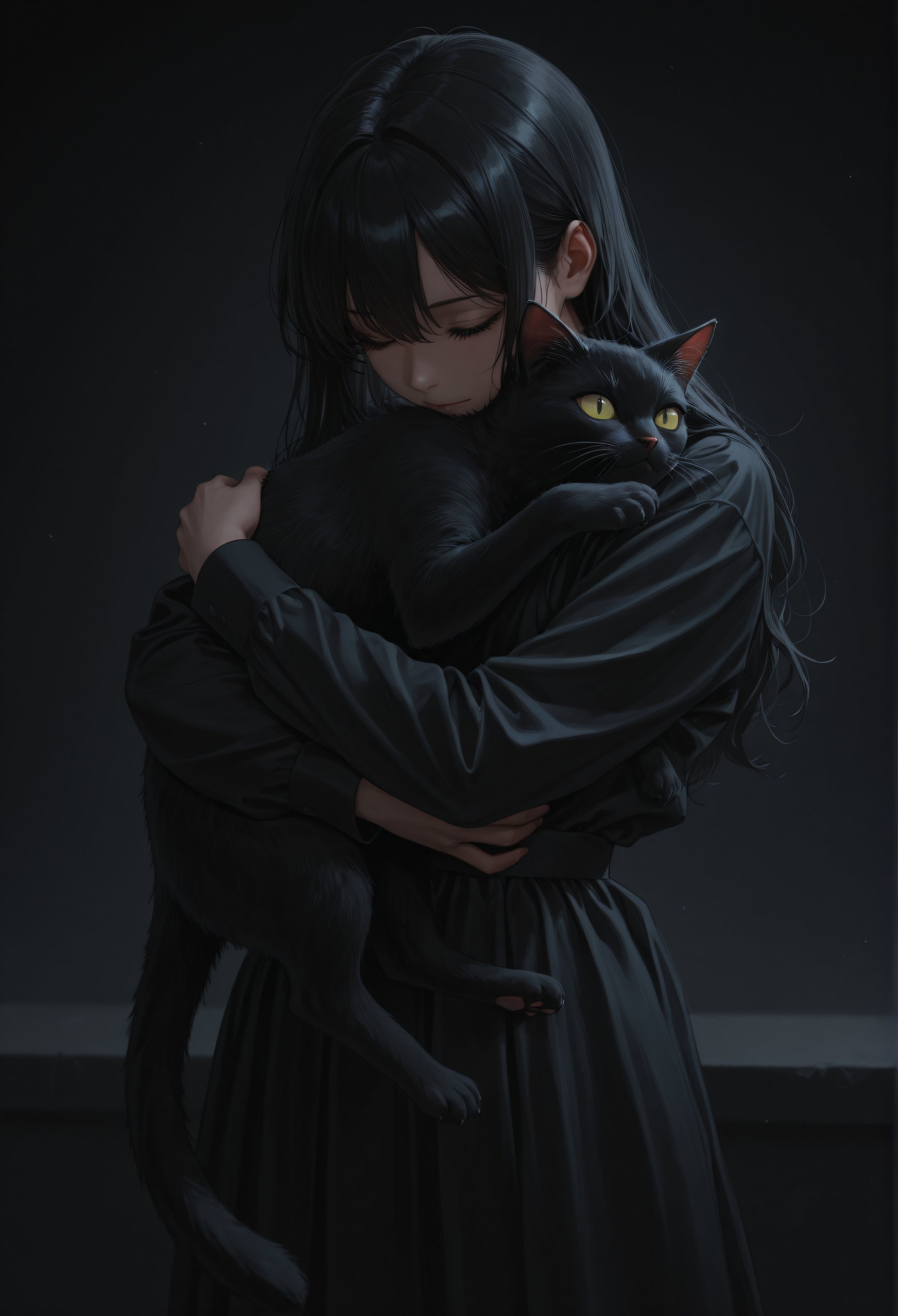 dark,  dark theme,  black cat by Vegs on Tensor.Art