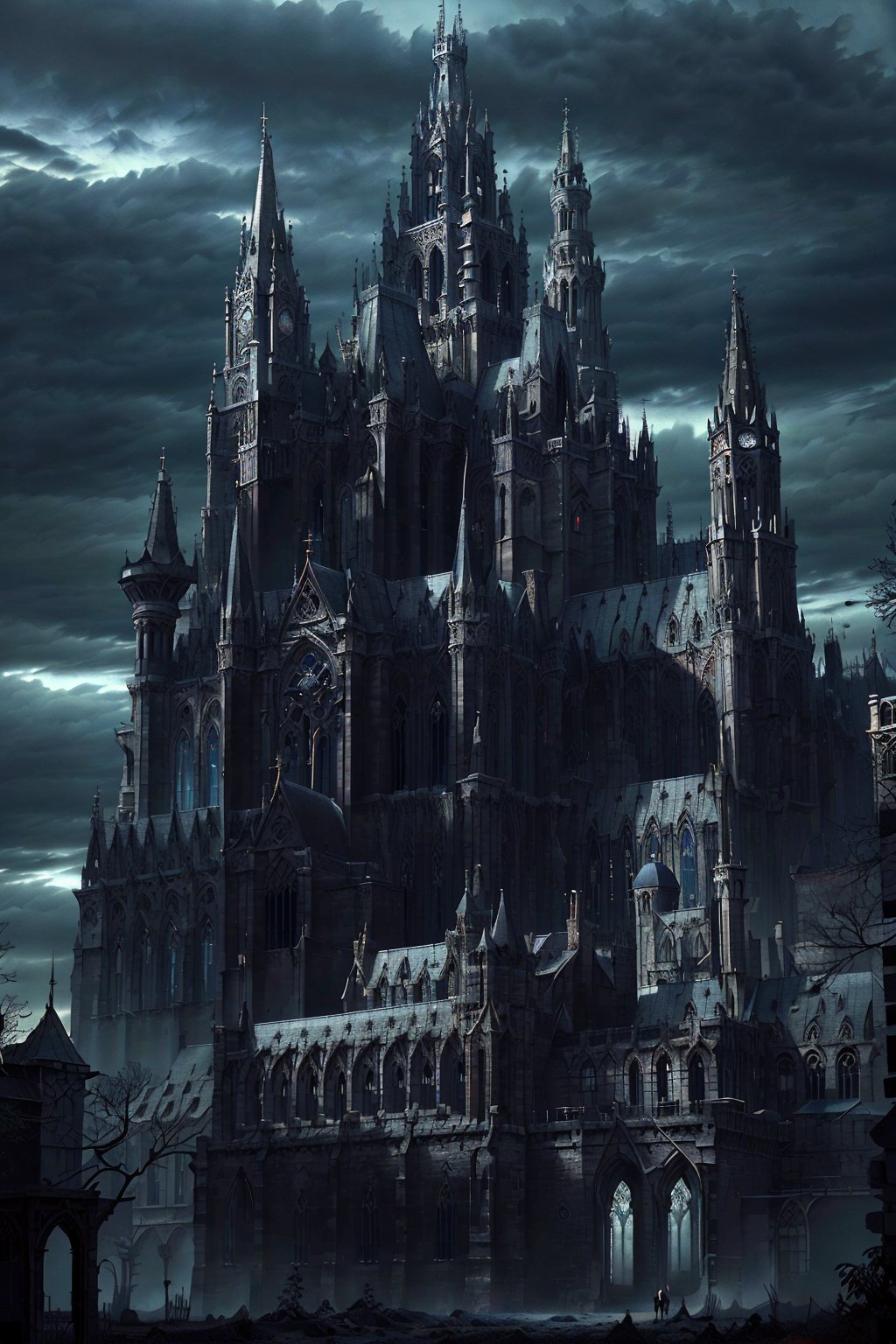 <lora:GothicHorrorAI:.8>, GothicHorrorAI cathedral , stylized, (architecture), landscape, (haunted, desolate, night, dark), (GothicHorrorAI fractals)