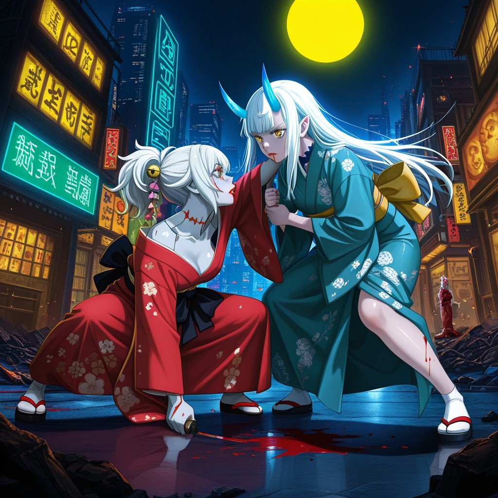 DanmachiStyle,  Demon Oni Duo2girls,  duo by Wizardludas on Tensor.Art