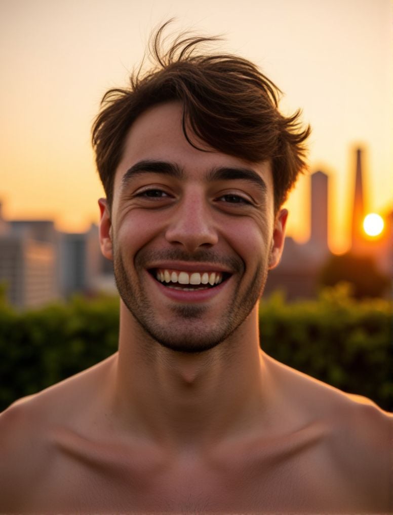 Jules Bouyer ,  In the heart of a bustling city,  under the soft glow of a golden hour sunset by HottiesnHotties on Tensor...