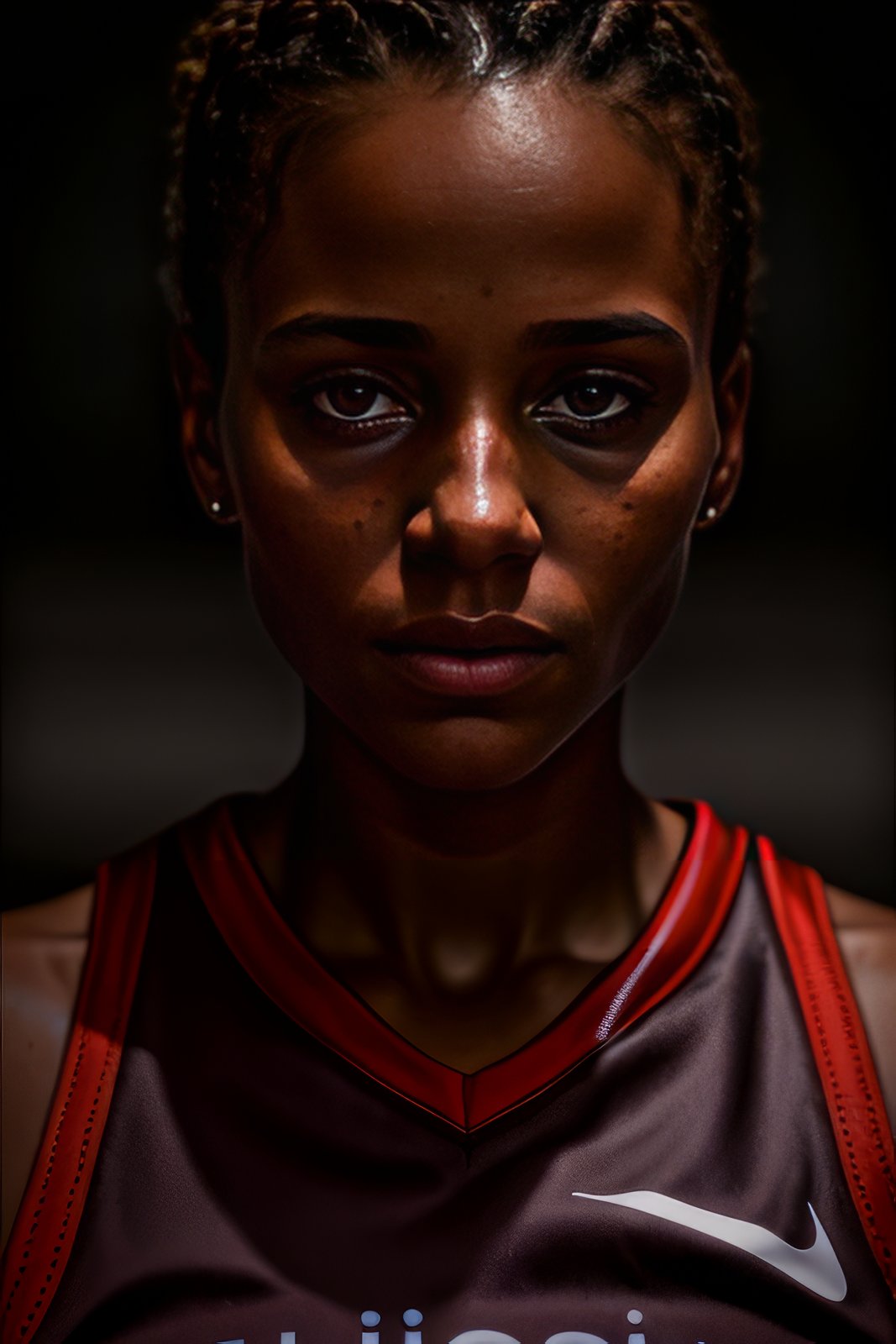 beautiful mature college girl, wearing basketball outfit, in basketball court, slim, petite, photorealistic, photo, masterpiece, realistic, realism, photorealism, high contrast, photorealistic digital art trending on Artstation 8k HD high definition detailed realistic, detailed, skin texture, hyper detailed, realistic skin texture, armature, best quality, ultra high res, (photorealistic:1.4),, high resolution, detailed, raw photo, sharp re, by lee jeffries nikon d850 film stock photograph 4 kodak portra 400 camera f1.6 lens rich colors hyper realistic lifelike texture dramatic lighting unrealengine trending on artstation cinestill 800, <lora:epiNoiseoffset_v2Pynoise:1.6>,  