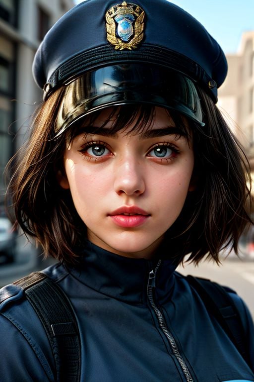 girl policeman, (closeup:0.6)