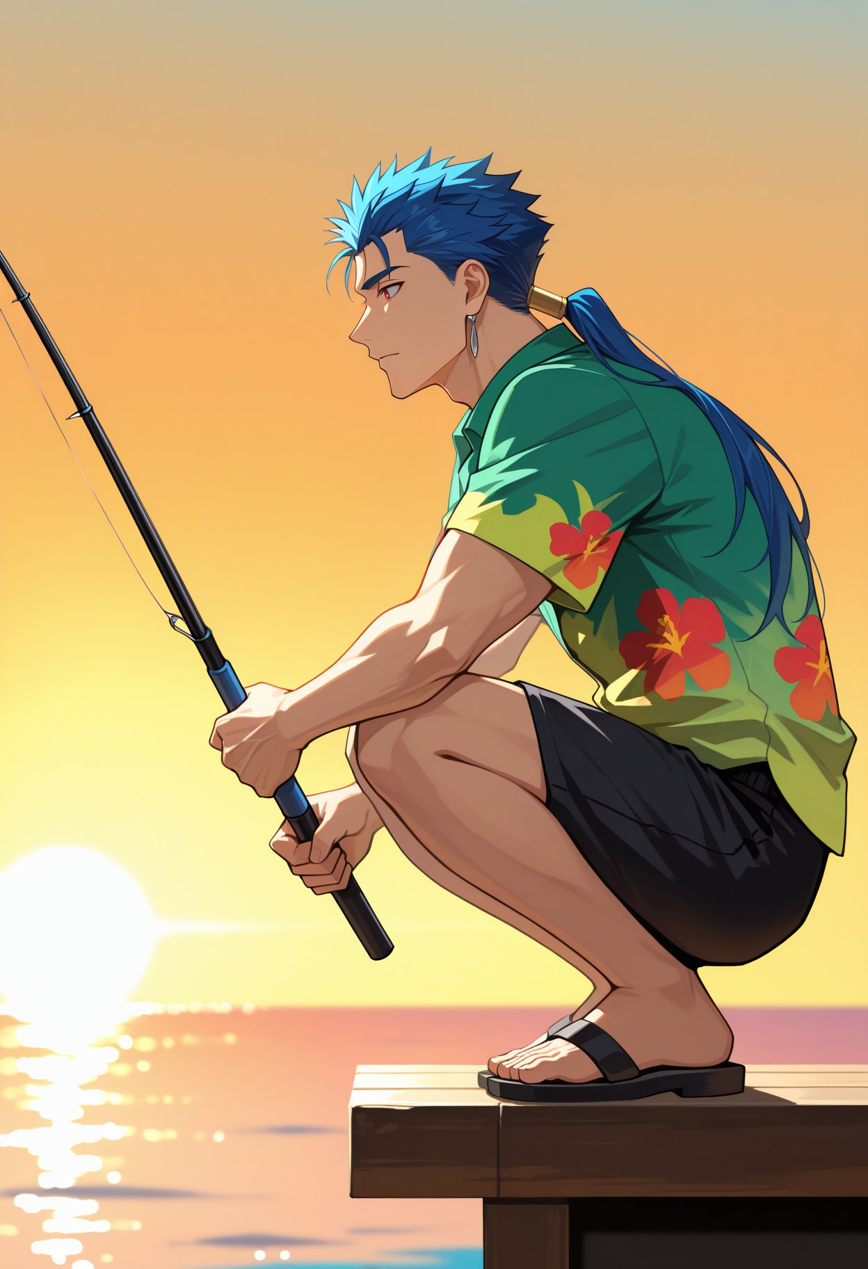 1boy,  cuchula1nnaloha,  blue hair by RandeiTheWitch on Tensor.Art