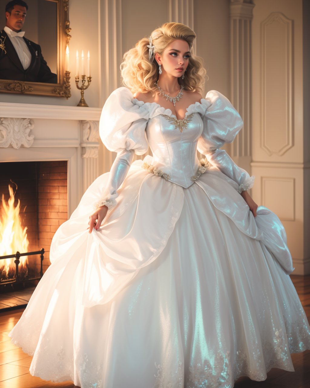 (met gala),  adult beautiful tall woman,  (voluminous puffy sleeves) by miaomiao on Tensor.Art