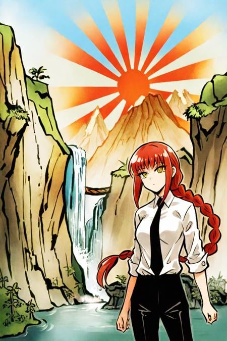 makima,  red hair,  yellow eyes by user_680967095118289292 on Tensor.Art