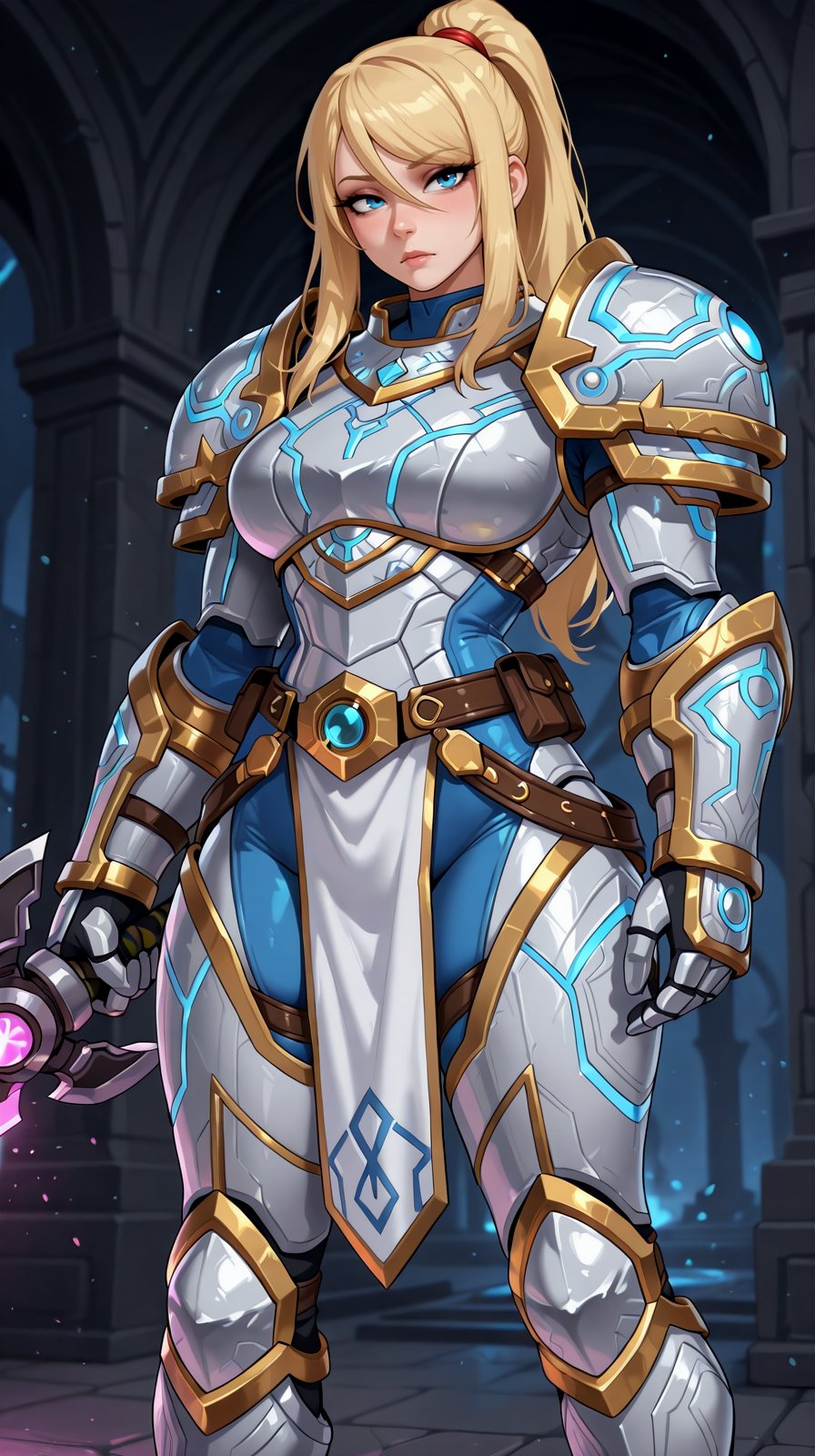 samus aran,  paladin \(cosplay\) \(world of warcraft\),  masterpiece by miaomiao on Tensor.Art