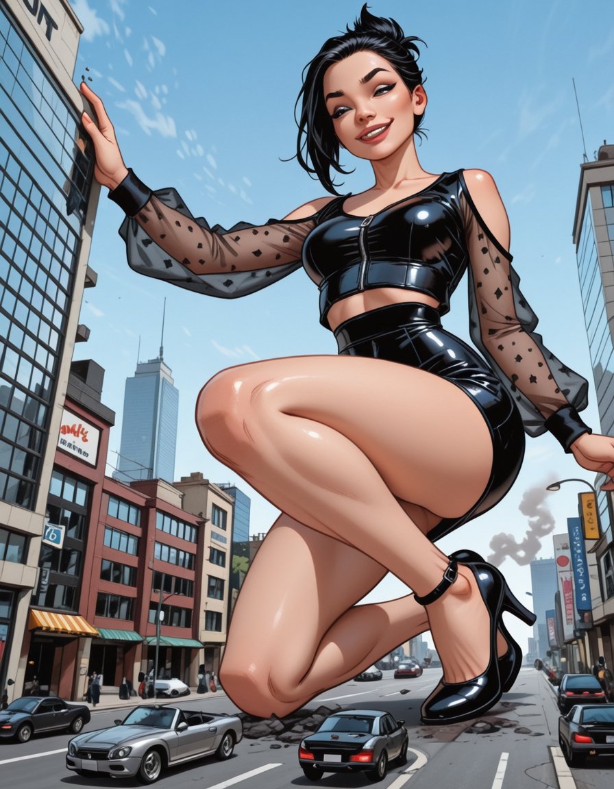 HQCinematicPhotographic,  beautiful giantess,  Spiky hair hairstyle by Electric Dreams on Tensor.Art