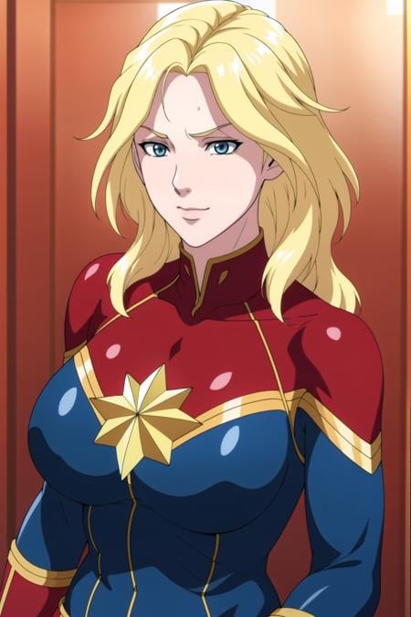 Simple red Background,  bodysuit,  blue and red outfit by Samtasha on Tensor.Art