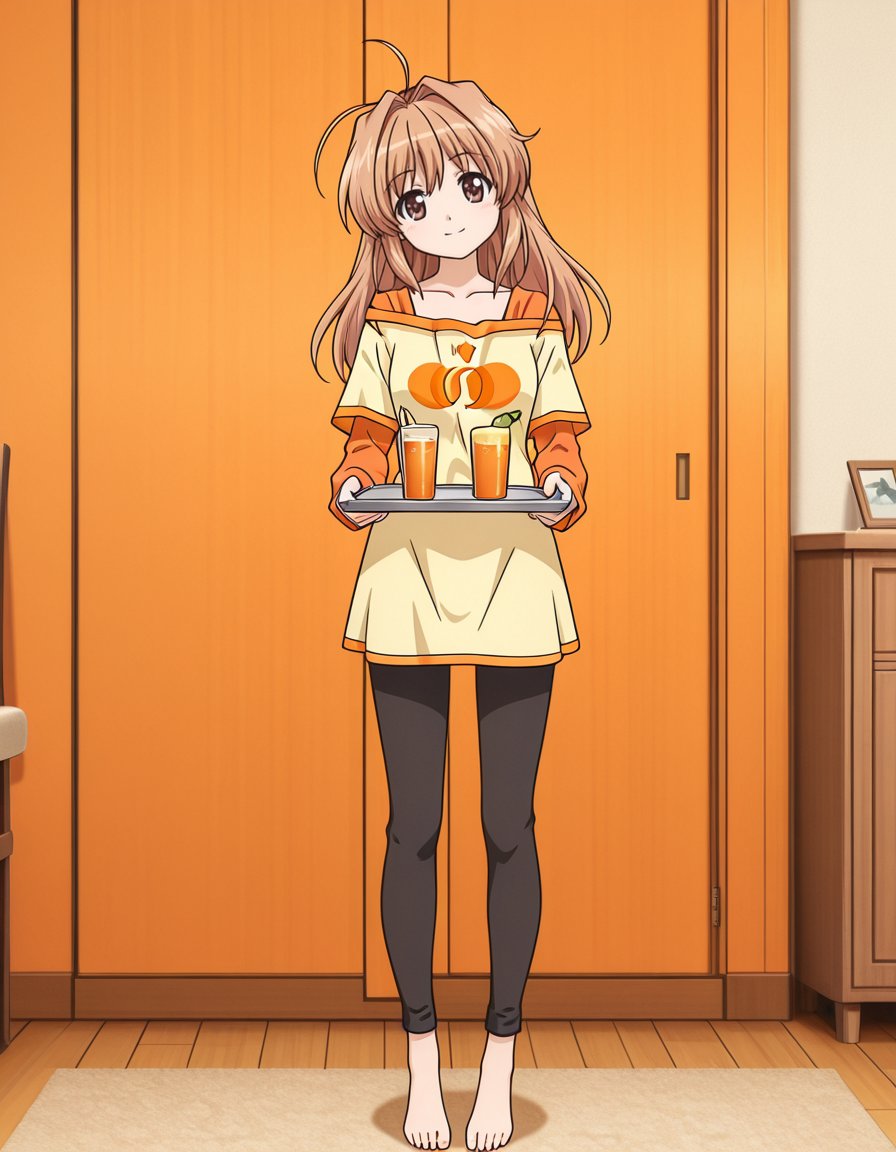 1girl,  indoors,  orange background by soralz on Tensor.Art