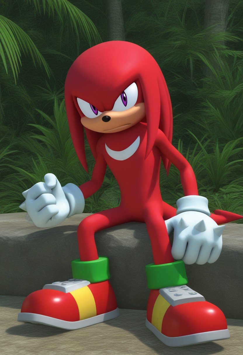 solo male,  Knuckles The Echidna,  red fur by Sonic X on Tensor.Art