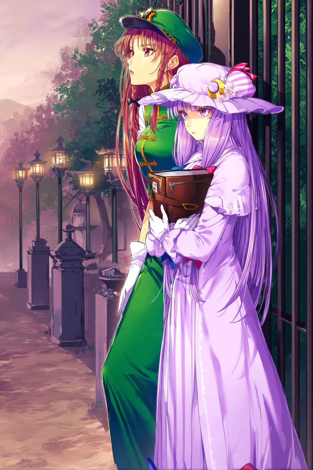 @cibo \(killy\). Hong Meiling stands at the towering iron gate of a Western-style mansion,  her long reddish-pink hair tie...