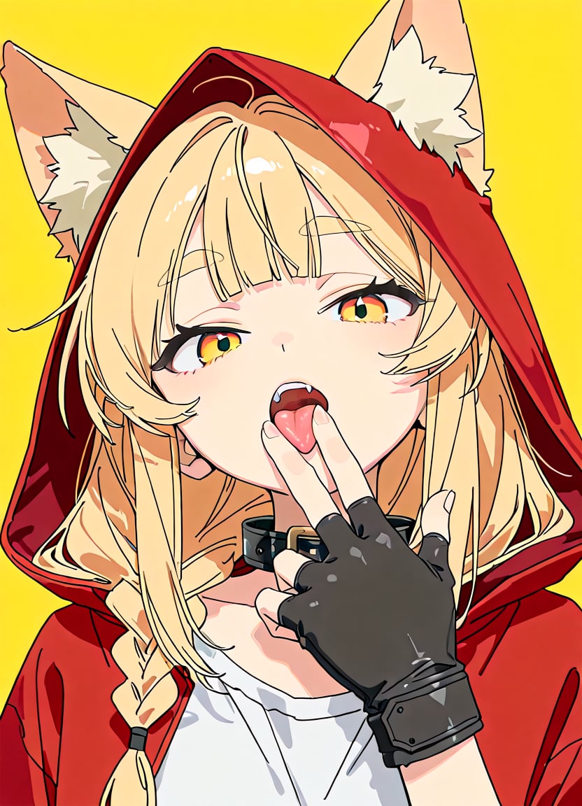 1girl,  yellow background,  tongue by Rin_x0 on Tensor.Art