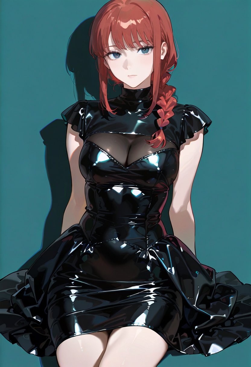 1girl,  solo,  black latex dress by miaomiao on Tensor.Art