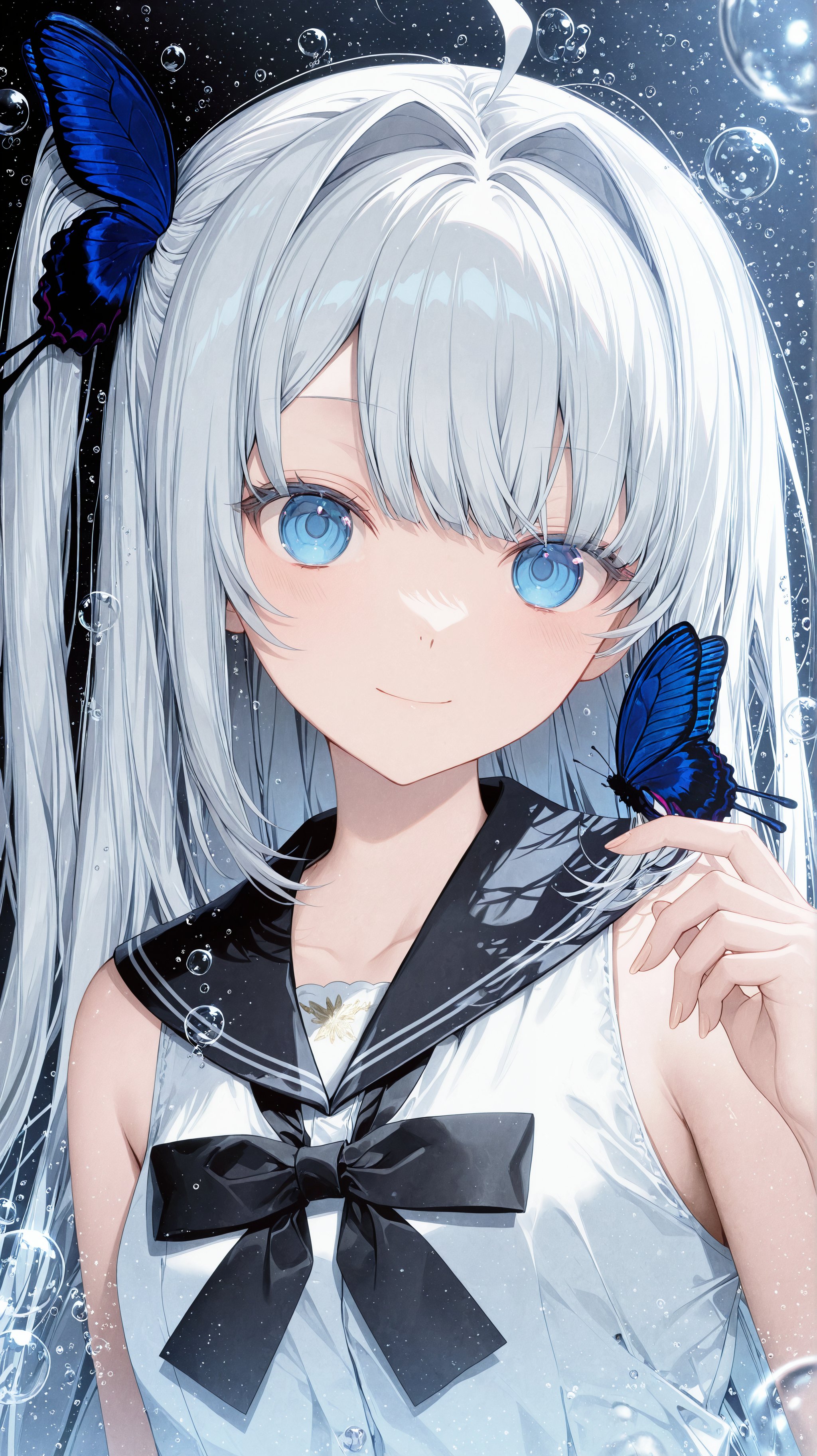 1girl,  ahoge,  black bow by Pio on Tensor.Art