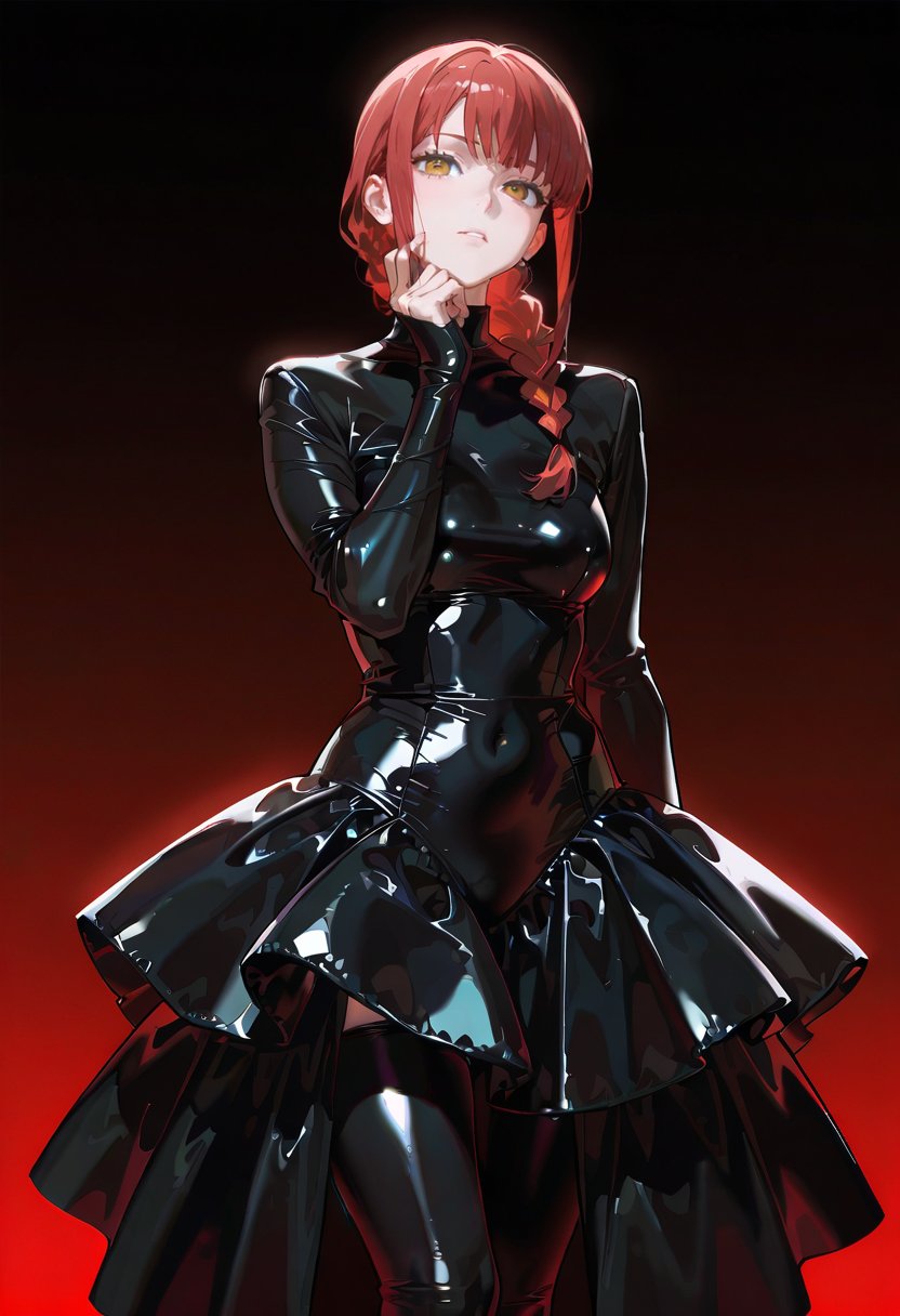 1girl,  solo,  black latex dress by miaomiao on Tensor.Art