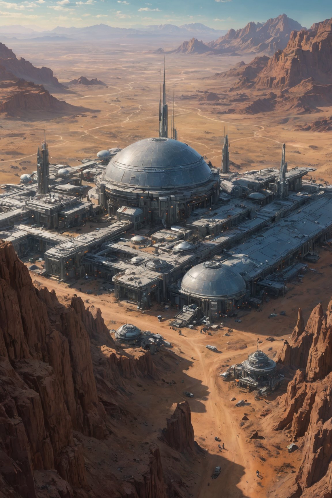 no humans, landscape, oil on matte canvas, sharp details, the expanse scifi spacescape ceres colony, intricate, highly detailed, digital painting, rich color, smooth, sharp focus, illustration, Unreal Engine 5, 8K, art by artgerm and greg rutkowski and alphonse mucha