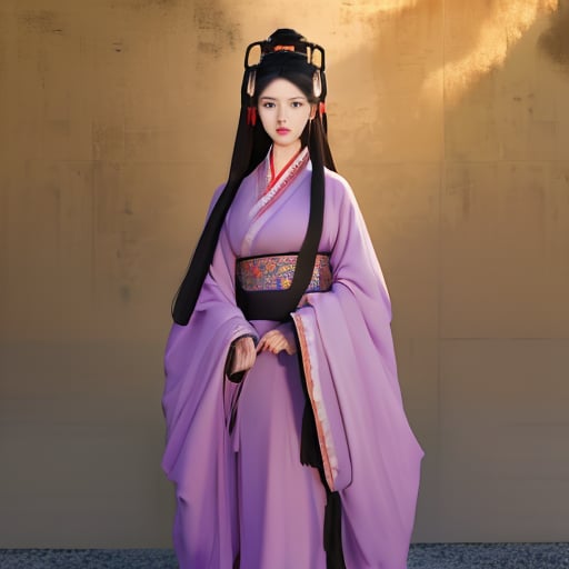 1 beautiful chinese girl wearing pruple warring states robe,  full body,  facing to camera by miaomiao on Tensor.Art