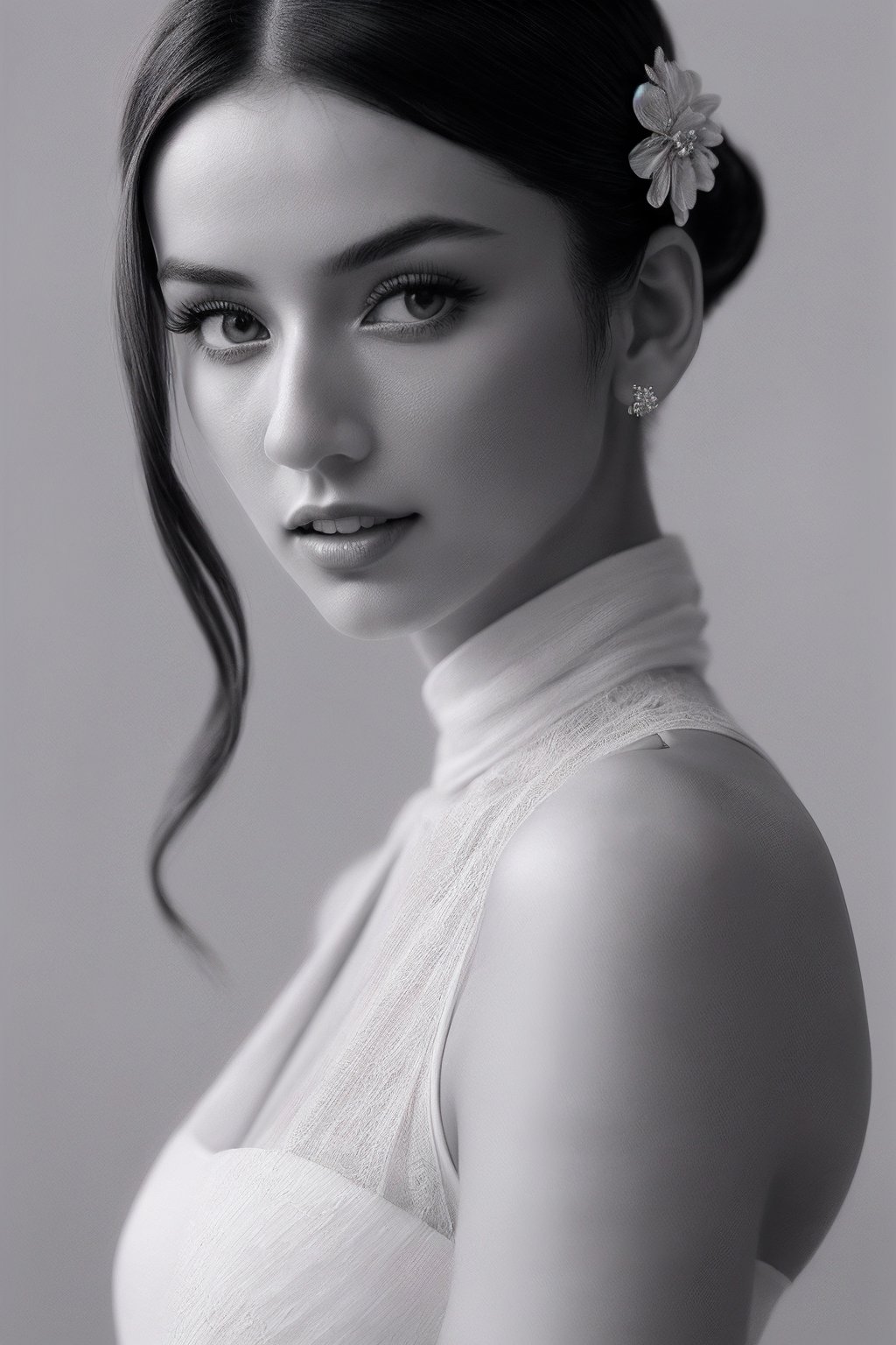 ArabellaSG_SoloTI_v1,  (In an elegant,  classic outfit featuring delicate lines and subtle patterns by Solo on Tensor.Art