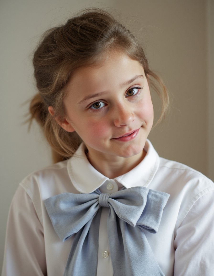 girl,  wearing Blouse with a bow tie by Peli86 on Tensor.Art