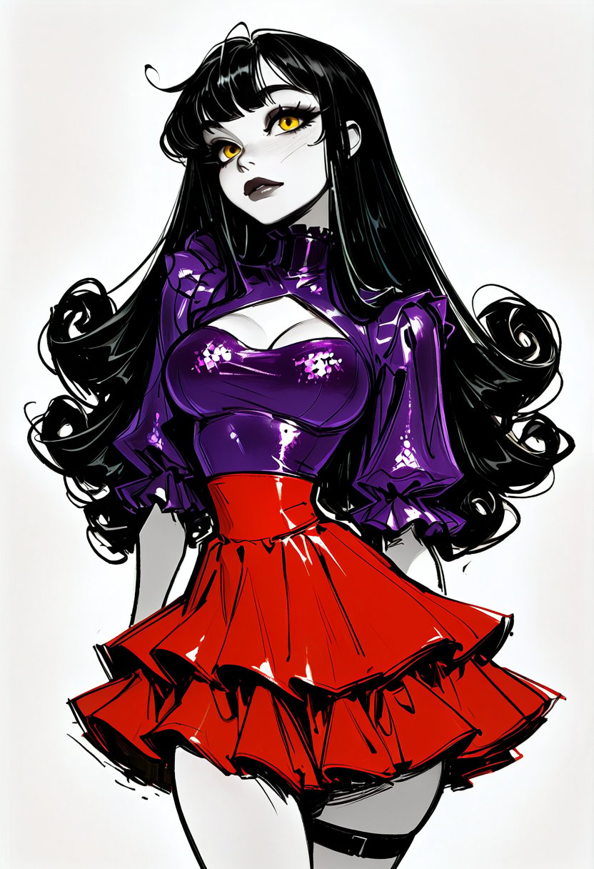 monochrome,  partially colored,  sketch by inknoir on Tensor.Art