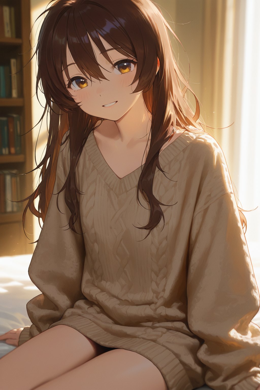 1girl,  solo,  long brown messy hair by Light01 on Tensor.Art