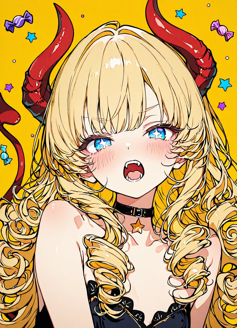 1girl,  fangs,  horns by Rin_x0 on Tensor.Art