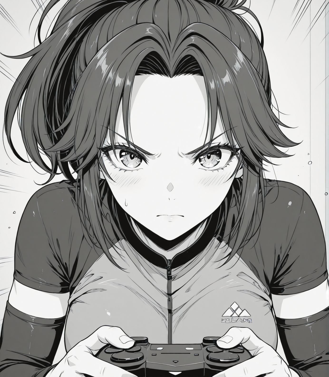 masterpiece,  best quality,  competitive gamer girl in sleek e-sport jersey and compression sleeves by inknoir on Tensor.Art