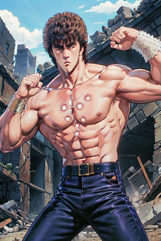 kenshirou,  black hair,  rubble_ruins by Alpharius67 on Tensor.Art