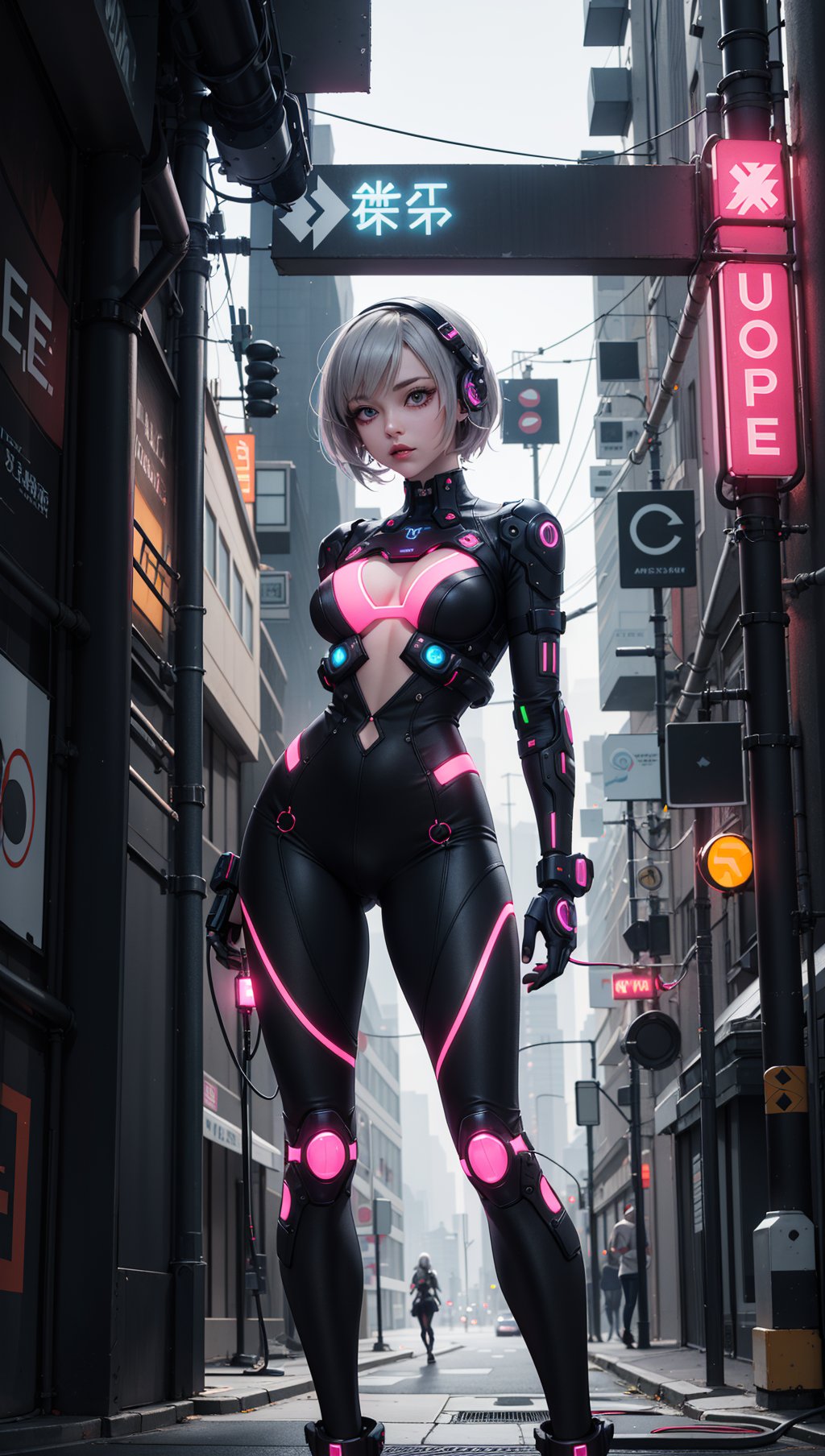 masterpiece,best quality,ultra detailed,anime style,Within a high-tech city,a cute girl commands electricity,sparks cascading along her fingertips. Her cyberpunk-inspired outfit,with circuit-like patterns,resonates with the neon-lit surroundings as she harnesses the energy of the urban landscape,