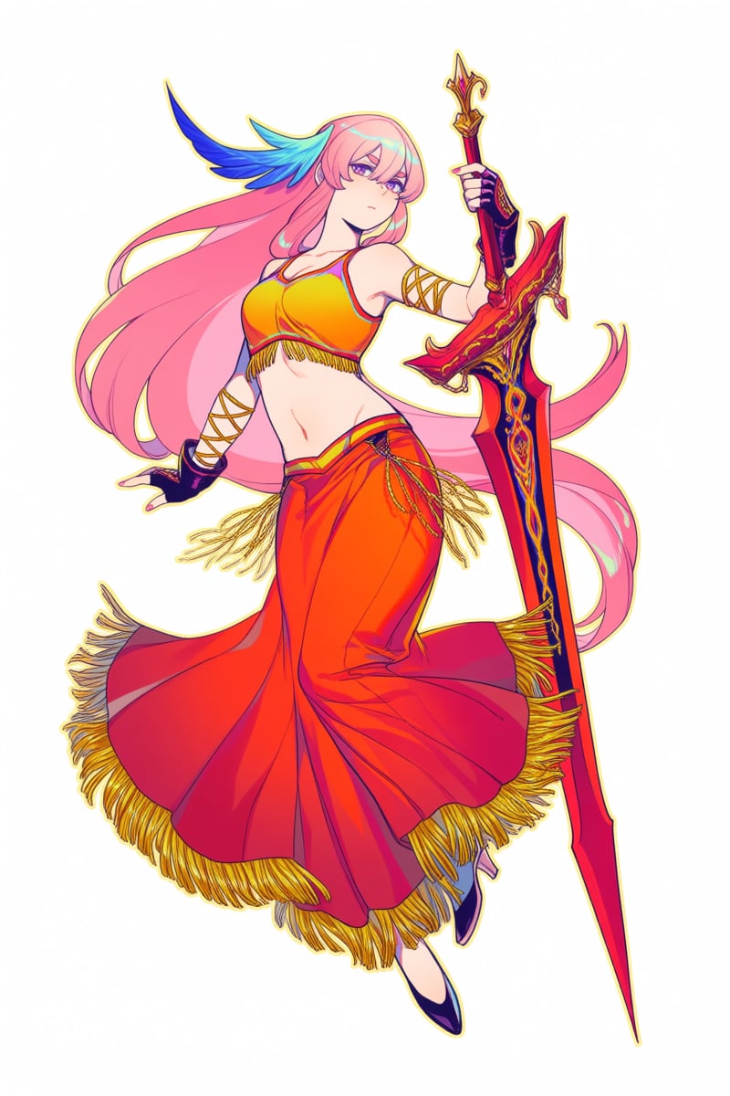 @tbst,  A female character with long pink hair stands in mid-air,  holding a large by Praelatus on Tensor.Art