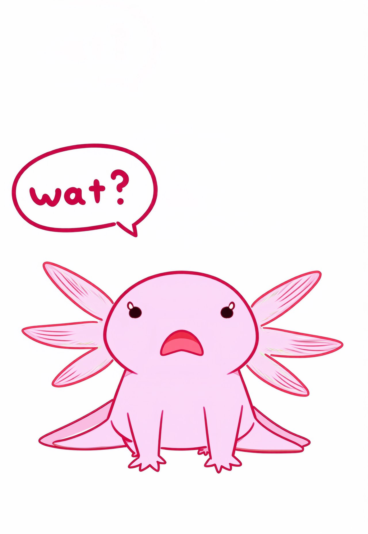 flat color,  axolotl,  speech bubble "wat?" by interfusor on Tensor.Art