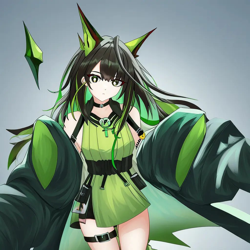 Mon3tr,  green hair,  bangs by reprinter on Tensor.Art