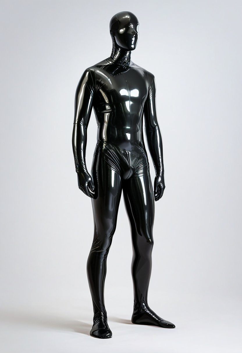 score_9, score_8_up, score_7_up, score_6_up,fullbodylatex, latex, full body, white background, monochrome, black latex, shiny, skin tight, 1boy, standing, bulge, solo, <lora:fullbodylatex_pony_concept:1>