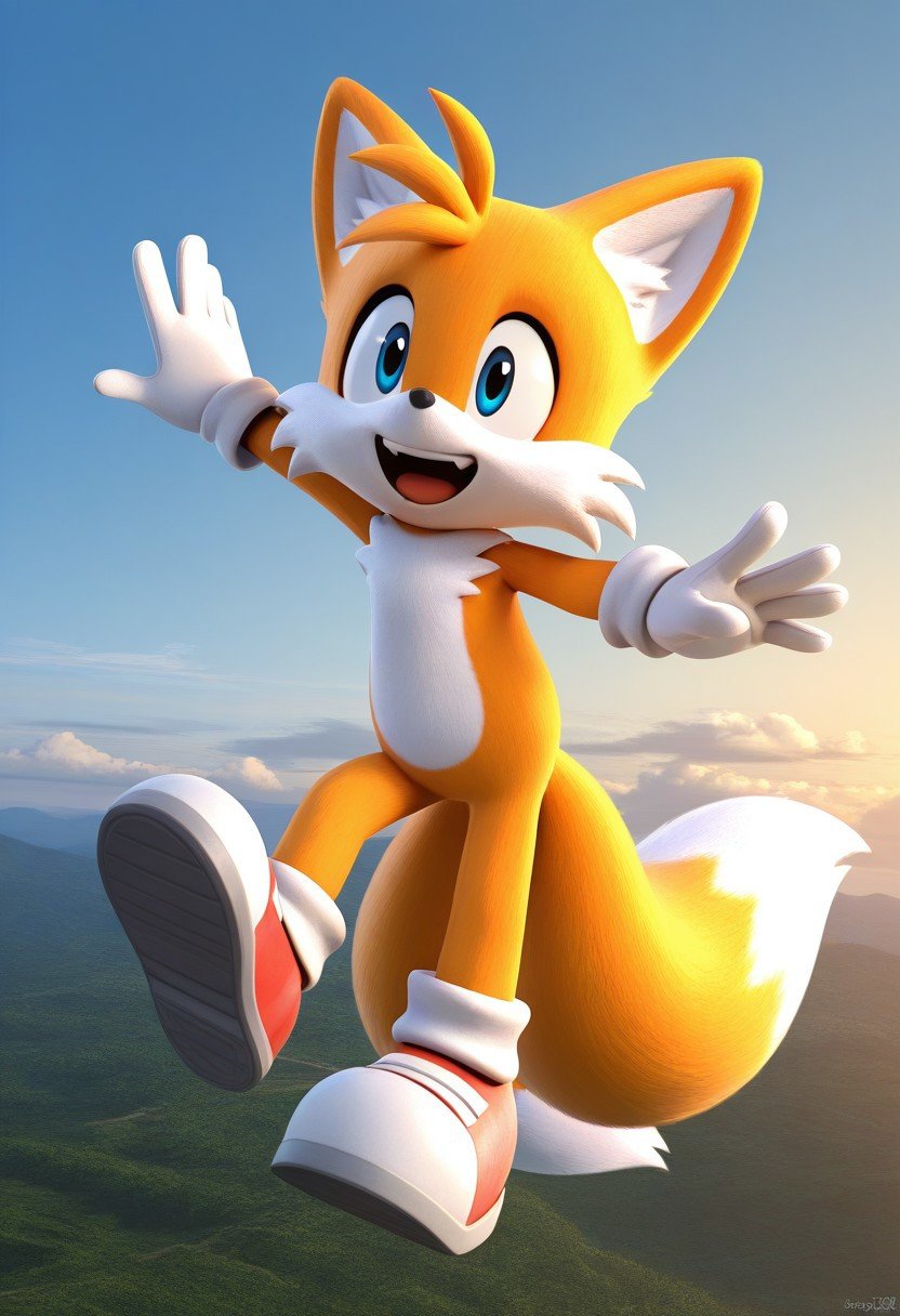 solo male,  Tails the Fox,  orange fur by Sonic X on Tensor.Art