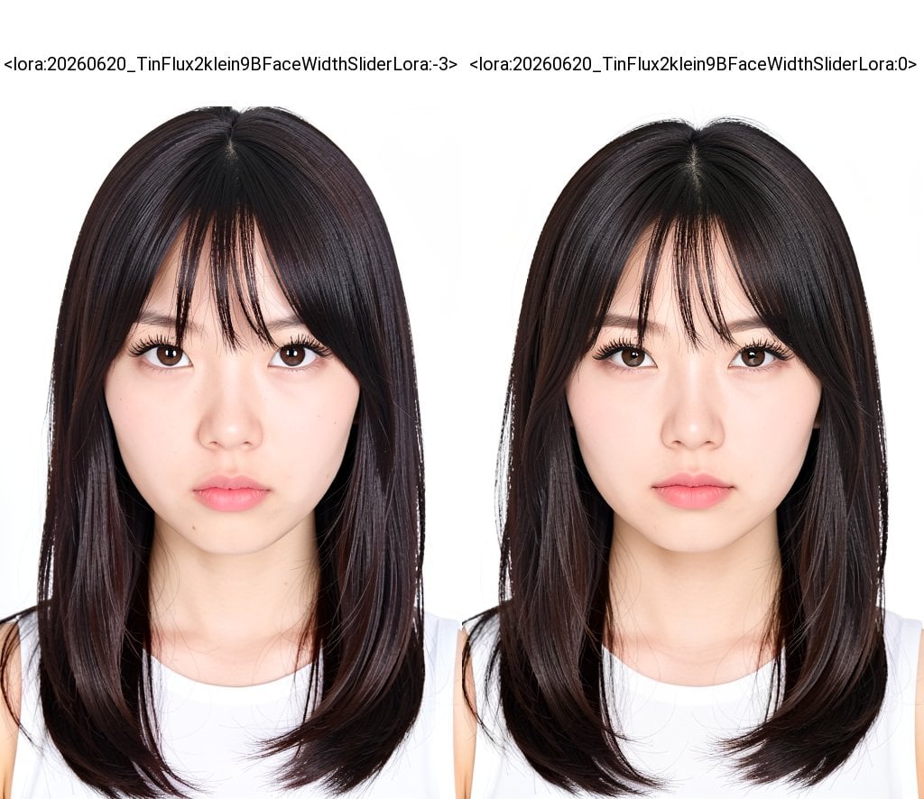 The image is a high-resolution,  close-up photograph of a young East Asian woman with a fair complexion and long straight...