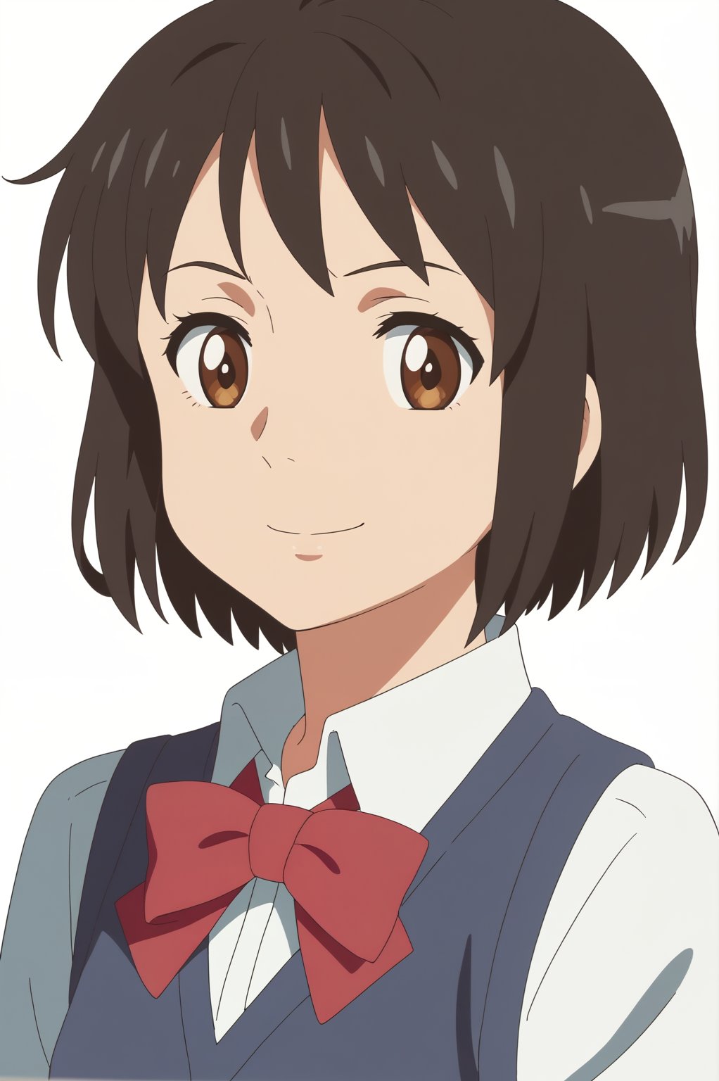 <lora:Mitsuha_Miyamizu:0.8>, white background,  Mitsuha Miyamizu, upper body, smile,