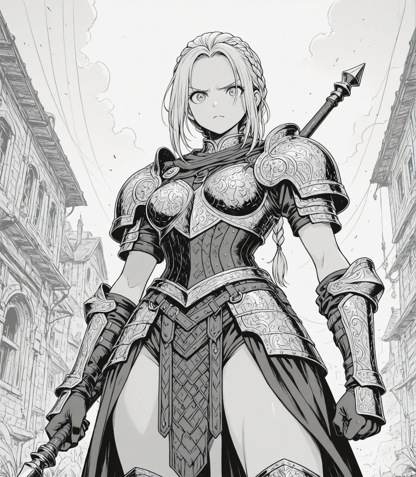 masterpiece,  best quality,  fantasy warrior woman in ornate scale armour by inknoir on Tensor.Art