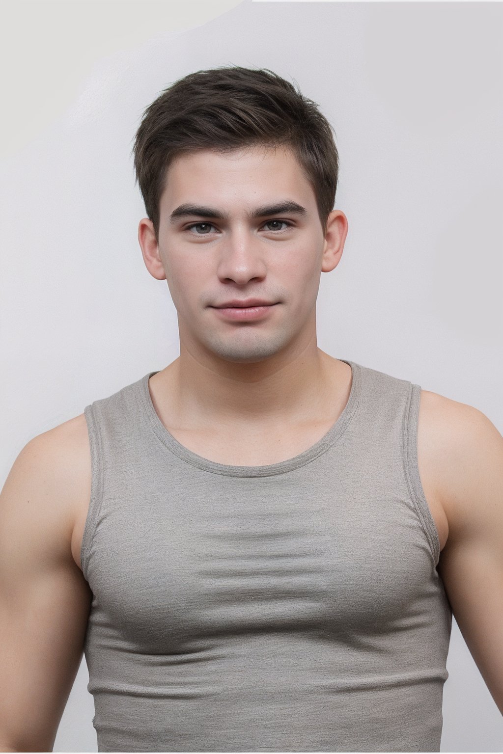 portrait photo,  male jamieperson,  wearing grey tank top shirt by razputin on Tensor.Art