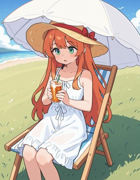 1girl,  wearing a sundress,  sunhat by mpnbi on Tensor.Art