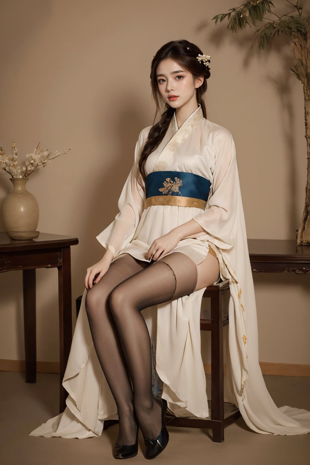 1gril,<lora:gufengZ_20240112225756-000018:0.8>,gufengZ,full body,hanfu,silk stockings,, (high quality), best quality, (4k), 8k, super detailed, (full detail), (masterpiece), (realistic), super detailed,(Exquisite details) ,intricate,