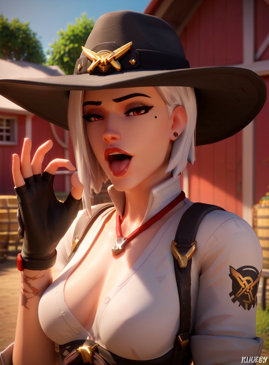 score_9, score_8_up, score_7_up, score_6_up, 3d, 1girl, solo, standing, fully nude, upper body, (fellatiogesture), fellatio gesture, ashe (overwatch), white hair, red eyes, farm, half-closed eyes, open mouth, happy, aroused, mature female, medium breasts, (farm background), <lora:pony_outline_lbw_5x:-0.25> <lora:owstylexlv2:0.4> <lora:owc-guy-PONYv1:0.4> <lora:fugtrup-guy-PONYv2:0.6> <lora:fellatiogesture:0.85> 