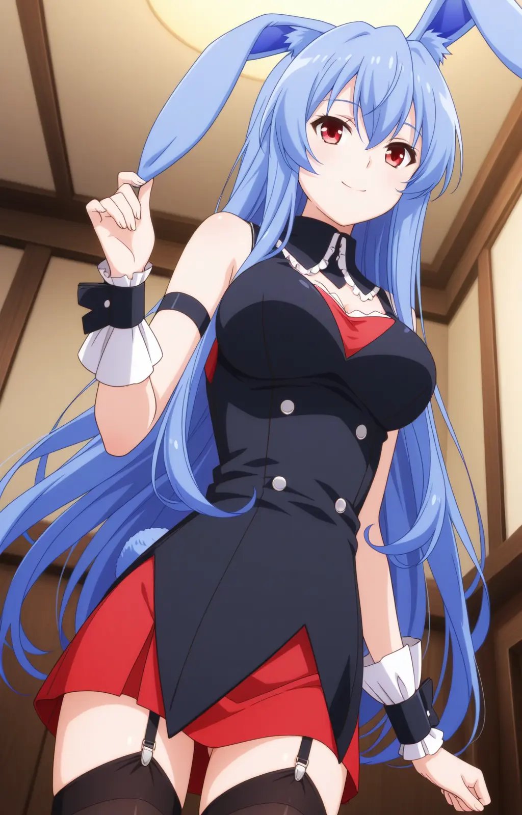pc-kurousagi,  red eyes,  long hair by reprinter on Tensor.Art
