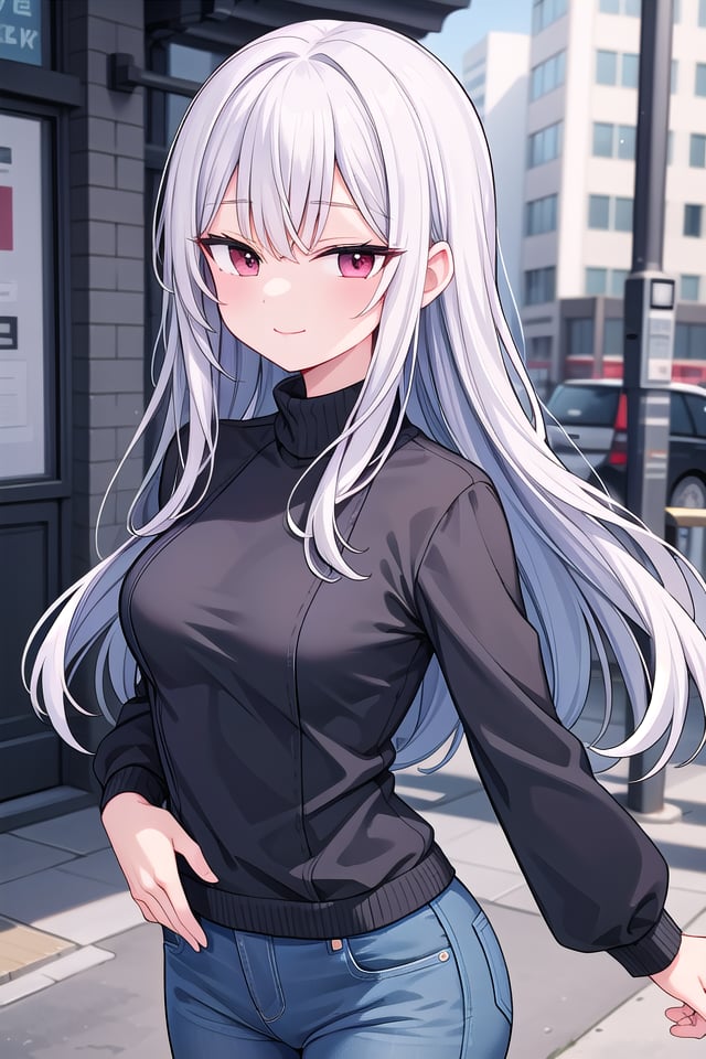 insanely detailed, absurdres, ultra-highres, ultra-detailed, best quality,1girl, solo, nice hands, perfect handsBREAKpea coat, turtleneck, straight pantsBREAK(nsfw:-1.5)BREAKseductive smile, closed mouthBREAK,standing, cowboy shot, looking at viewerBREAKslender, kawaii, perfect symmetrical face, ultra cute girl, ultra cute face, ultra detailed eyes, ultra detailed hair, ultra cute, ultra beautifulBREAKin schoolyard, depth of field, ultra detailed backgroundBREAKmedium breastsBREAKpurple hair, red eyes, long hair,