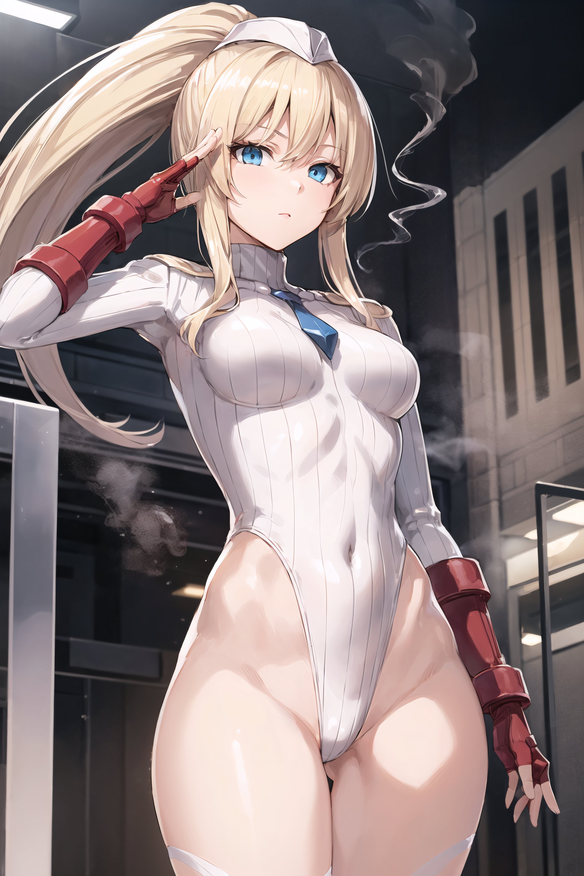 1girl,  salute,  white dollsuit by Kazami on Tensor.Art