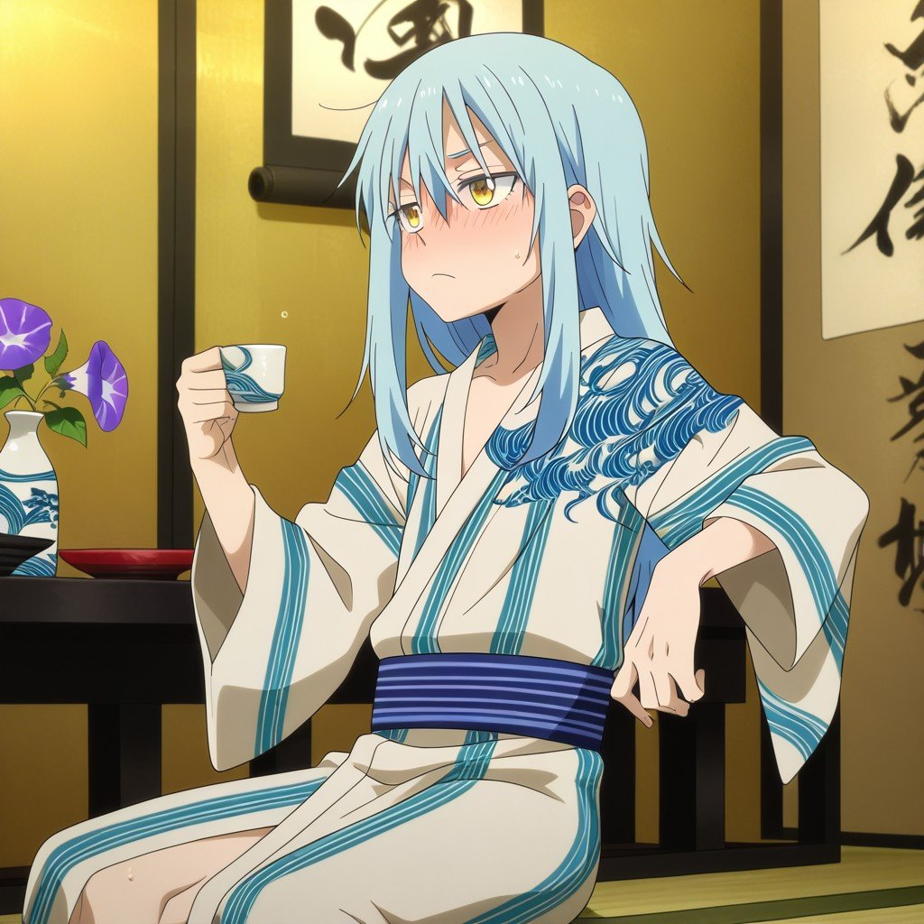 1boy,  rimuru,  blue hair by Min on Tensor.Art