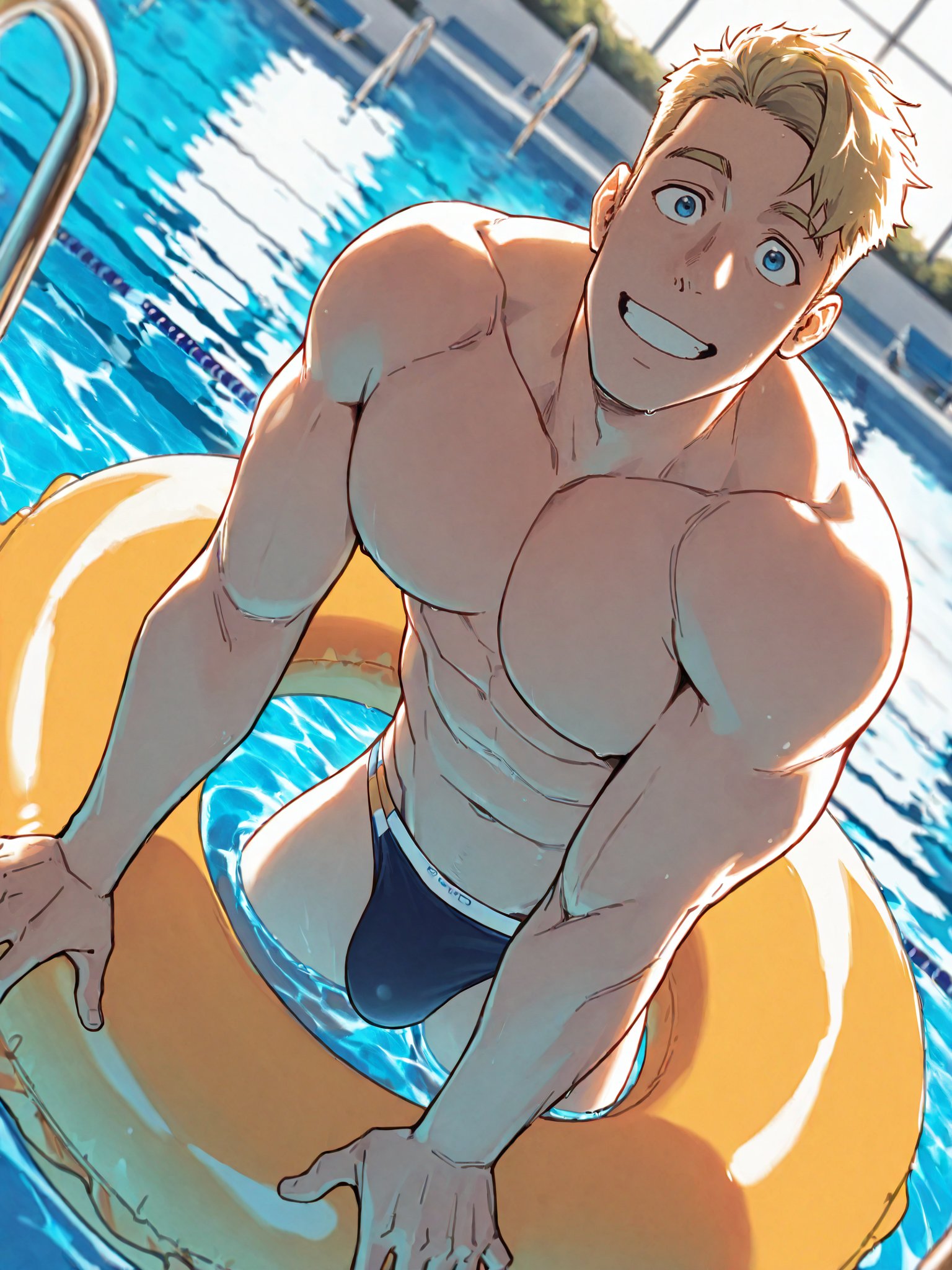 Balgo Ywain Parks,  blonde short hair,  blue eyes by Oyatsu000 on Tensor.Art