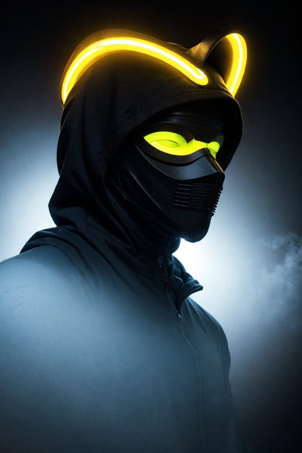 Man,  anonymous mask,  yellow neon mask by StecFX on Tensor.Art