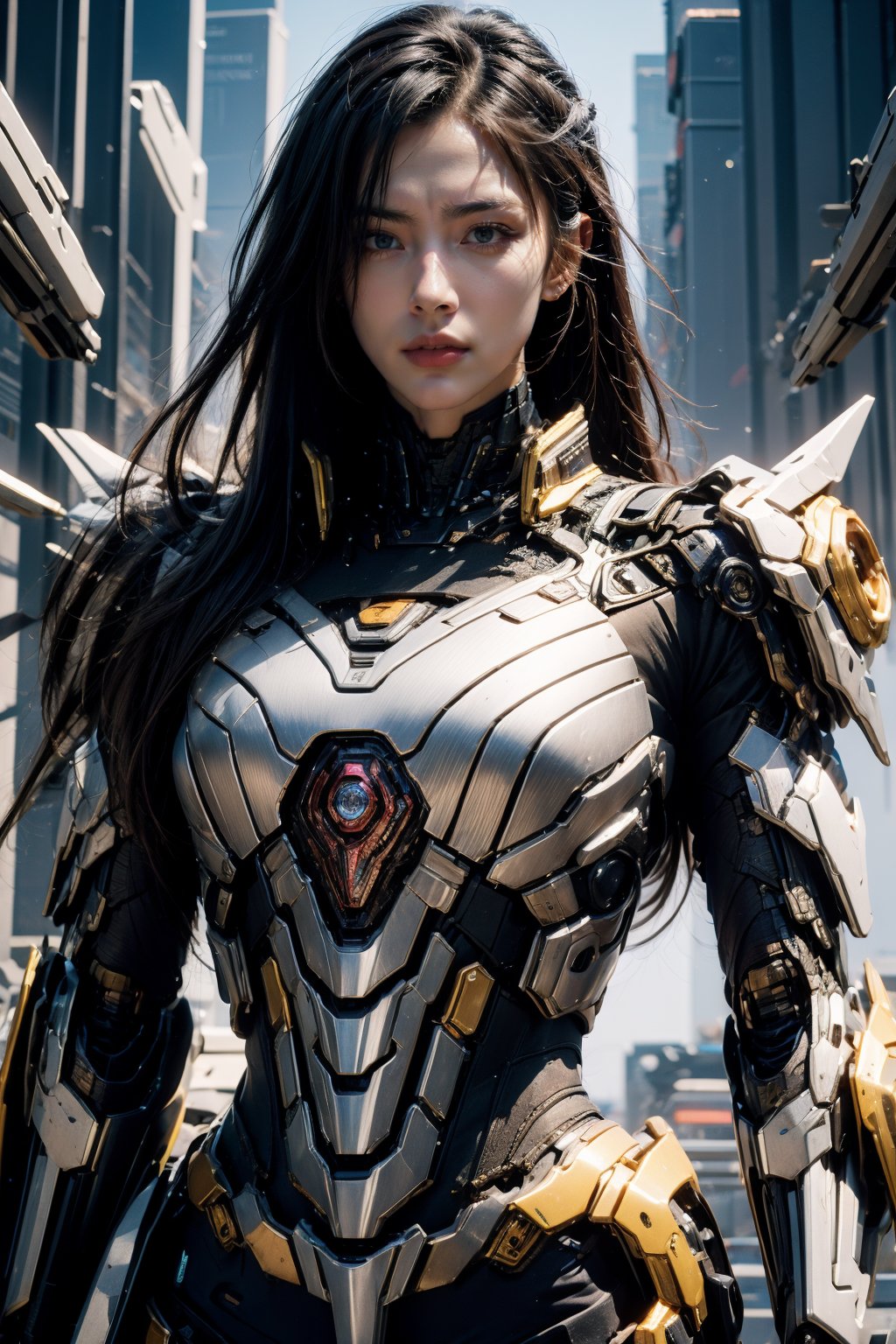 1girl,long hair,solo,armor,cyberpunk,upper body,