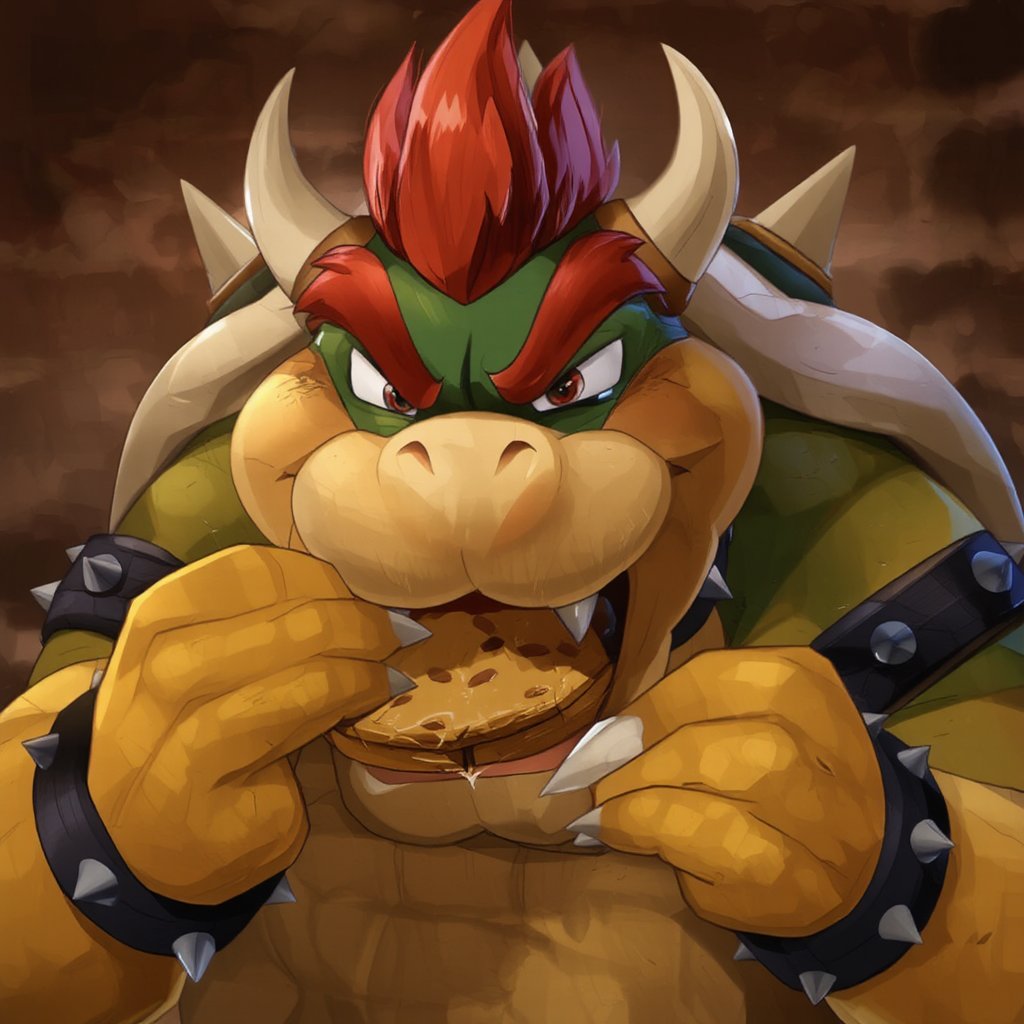 Bowser eating a cookie,  angry by Touch Night on Tensor.Art