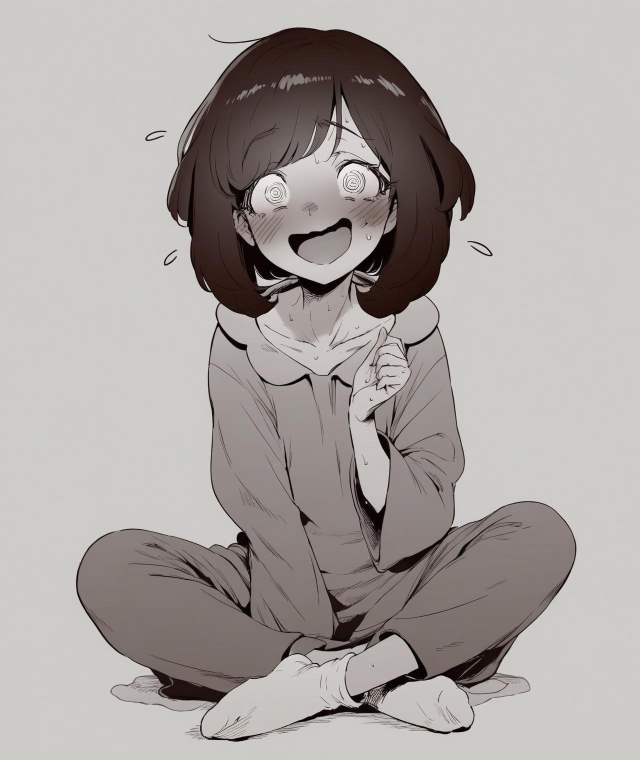 manga,  1girl,  @_@ by Golden Sky NEET on Tensor.Art